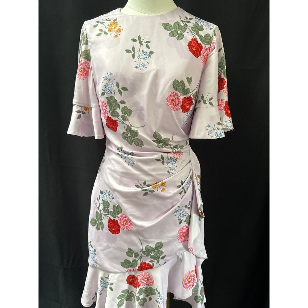 Women’s Keepsake Lavender Floral High Collared Dress Sz S